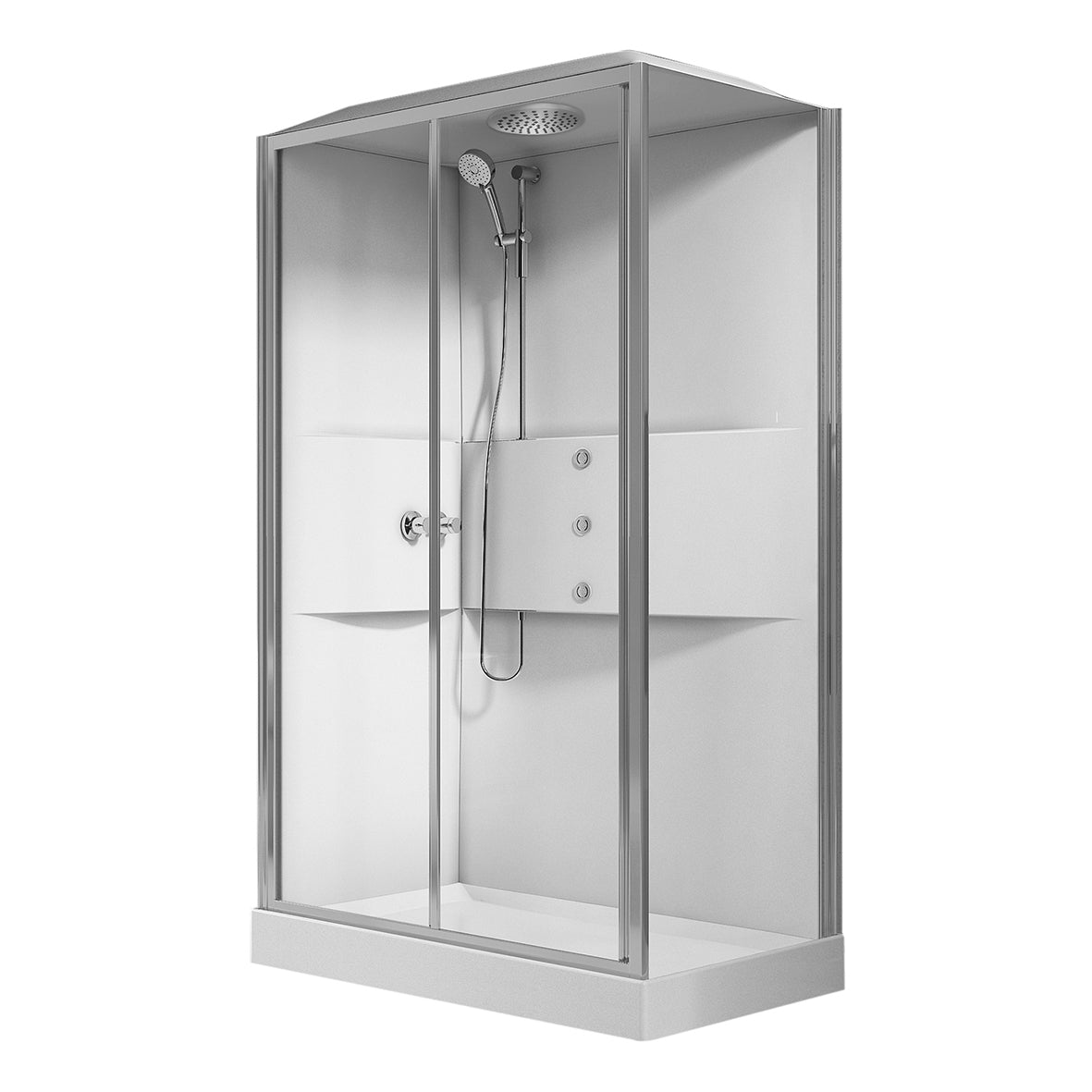 Cabina doccia multifunzione 1 anta scorrevole 1 fissa 80x120 cm