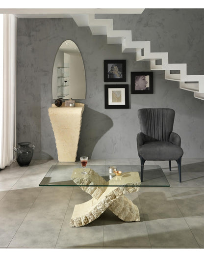 Tavolino Trasparente-Beige 70x120 cm H 40 cm - Modello 2