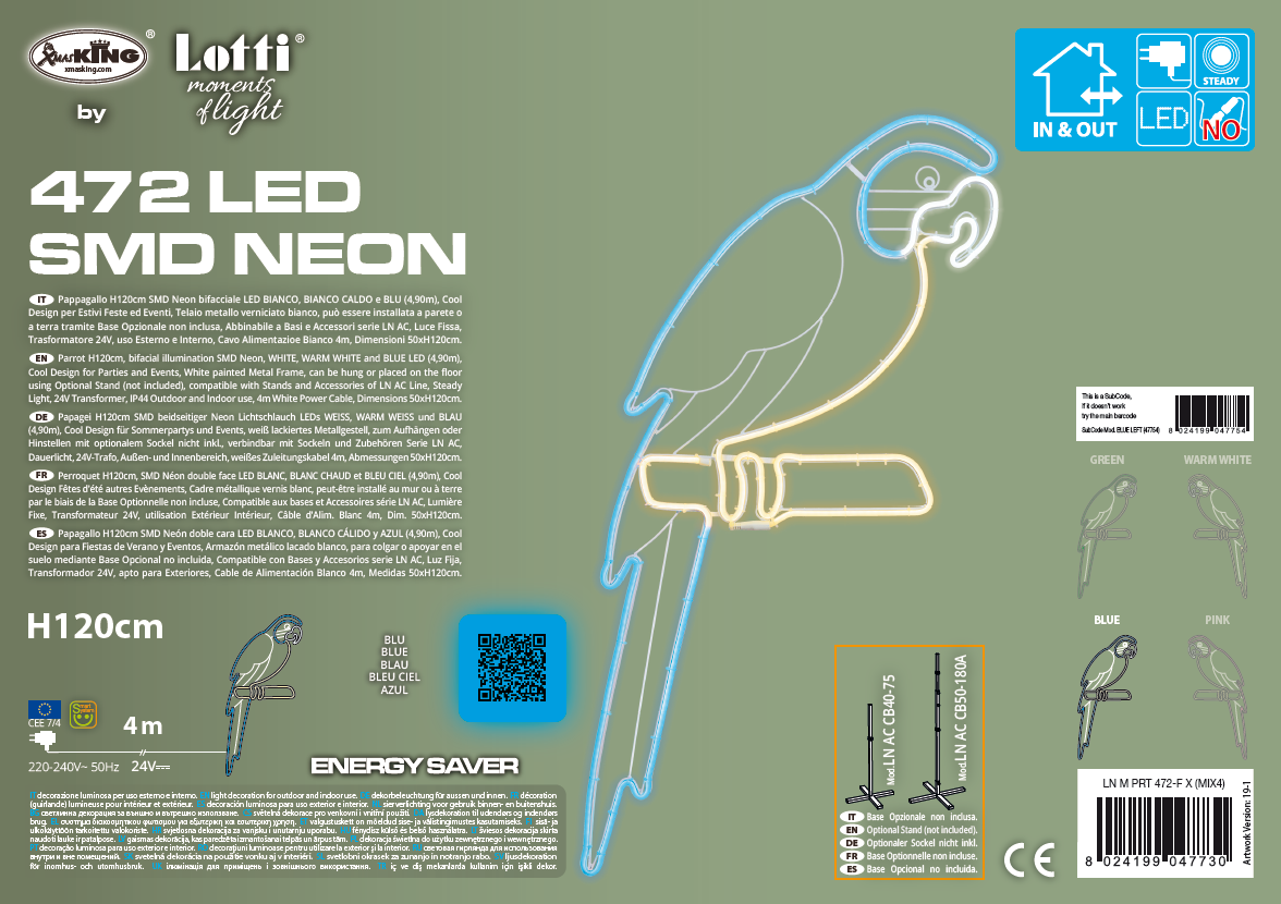 Neon Bifacciale LED 50x120cm Mix4 – Variante Blue