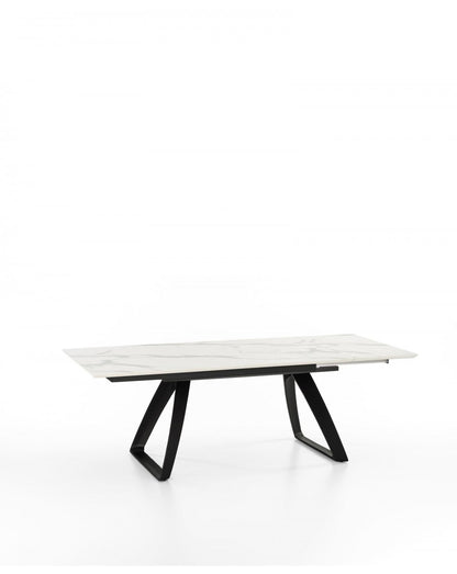 Tavolo Allungabile Barret 170-270x90, Top Marmo Calacatta, Gambe Nero