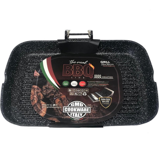 Bistecchiera grill con manico pieghevole in legno cm 36x26