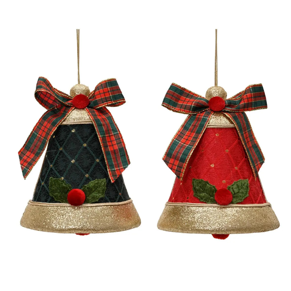 Campana natalizia in velluto Ø12 × H15 cm – 1 pezzo assortito