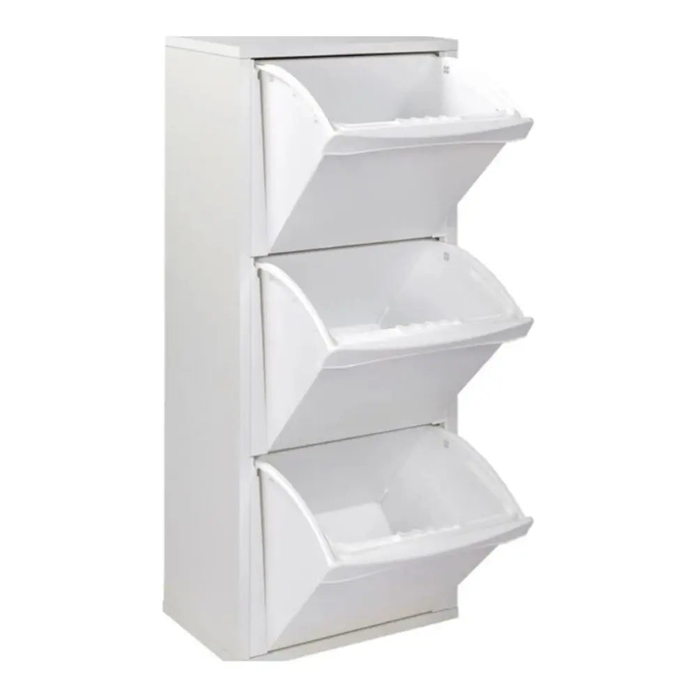 Mobile pattumiera 3 scomparti bianco cm 40x26x101h