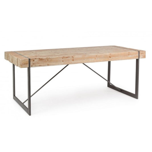Tavolo urban industriale Garrett con piano in legno