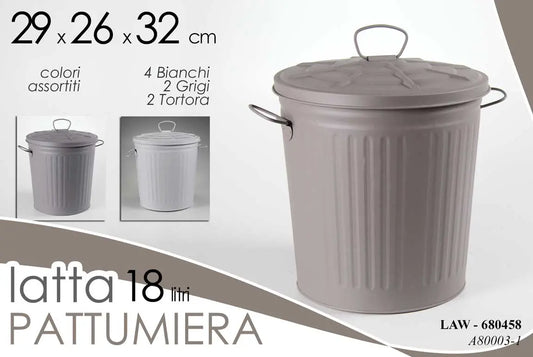 Pattumiera in latta 18 L - 1 pezzo assortito
