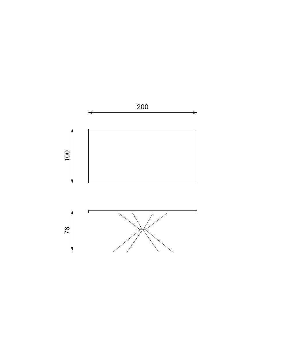 Tavolo Stark Fisso Rovere Naturale/Nero 100 x 200 x H.76 cm