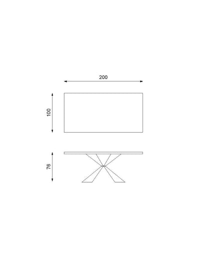 Tavolo Stark Fisso Rovere Naturale/Nero 100 x 200 x H.76 cm