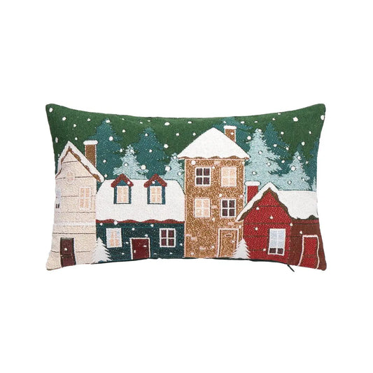 Cuscino decorativo Snowlyn con paesaggio verde 30 × 50 cm