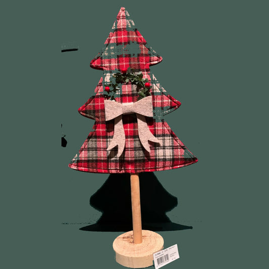 Albero di Natale decorativo a quadri in poliestere con fiocco H48 cm