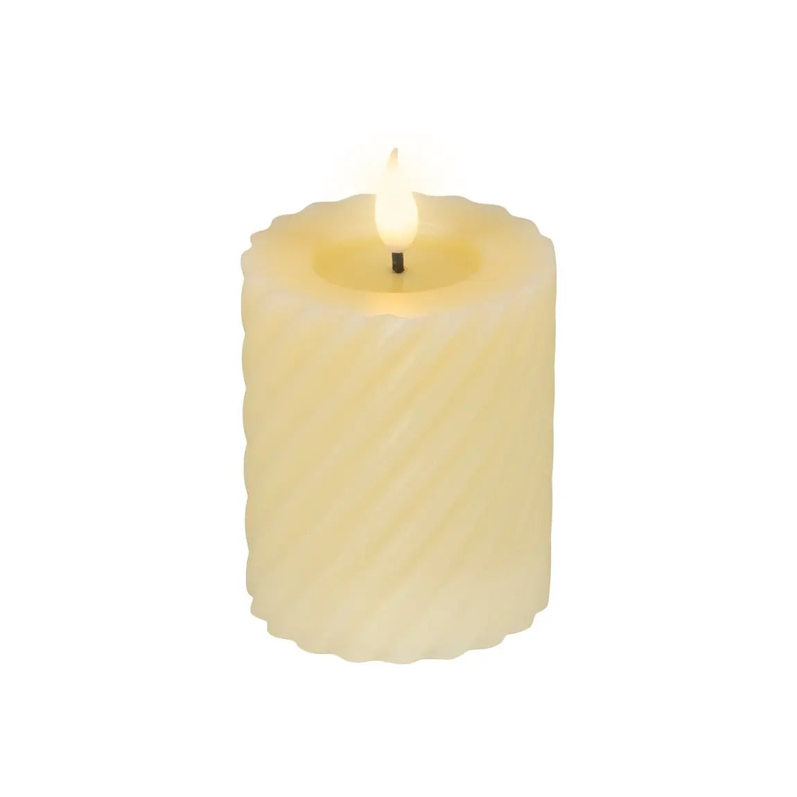 Candela in cera crema con LED Ø7,5 × H12 cm
