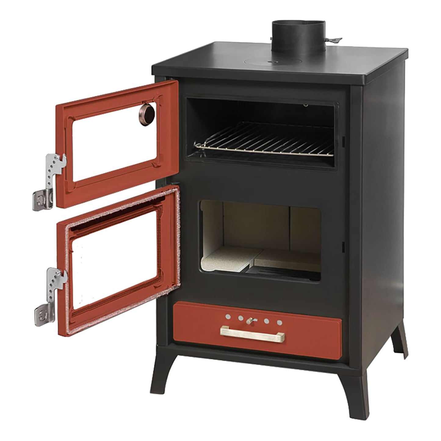 Stufa a Legna con Forno Marika Rossa 22 Kw L50,5xp58,5xh91,5