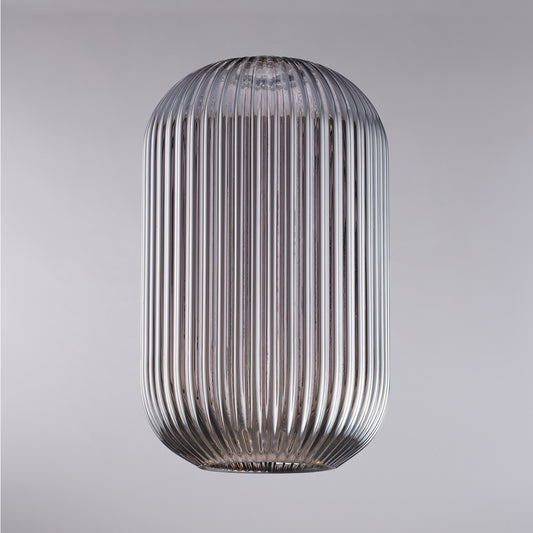 diffusore in vetro soffiato grigio specchiato con decoro rigatura in rilievo H.34 - Ø20