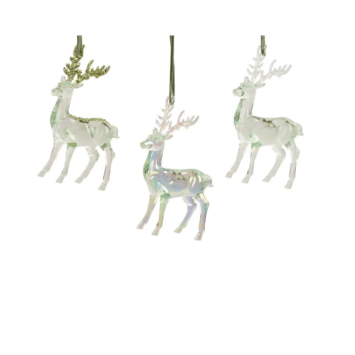 Decorazione natalizia renna in resina verde H14,5 cm - 1 pezzo