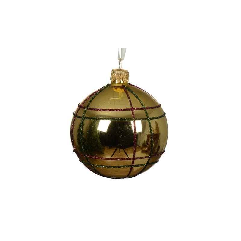 Pallina di Natale dorata con motivo a quadri