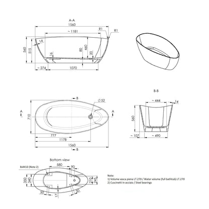 Vasca da bagno freestanding resina beige