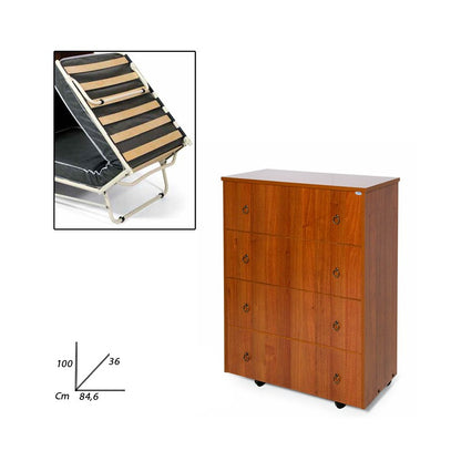 Mobile letto rete ortopedica pieghevole colore noce antico cm H.100x85x36