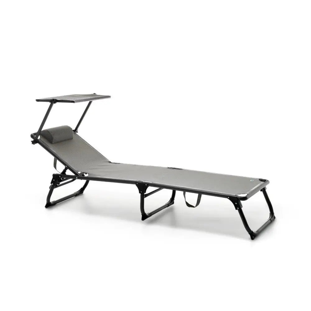 Lettino Shark antracite con parasole reclinabile cm 187x60x30 h