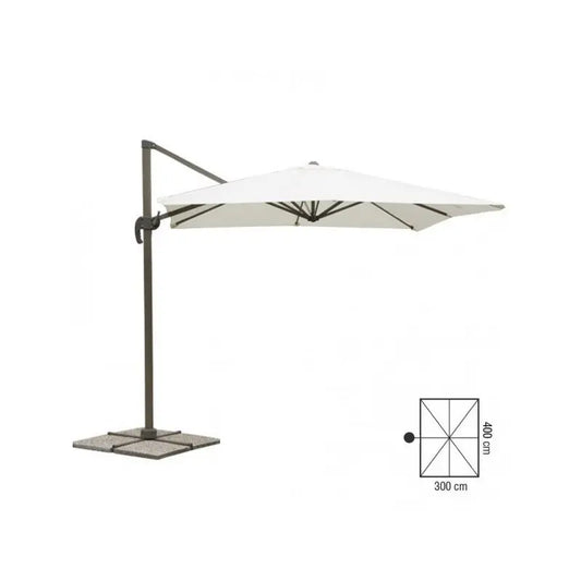 Ombrellone Deluxe a braccio 3x4 m ecrù effetto legno