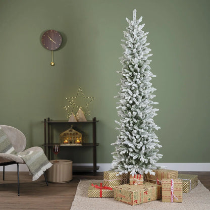 Albero di Natale Slim Fir verde innevato Ø68 × H210 cm