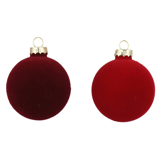 Box 4 palline di Natale in vetro floccato assortite Ø10 cm