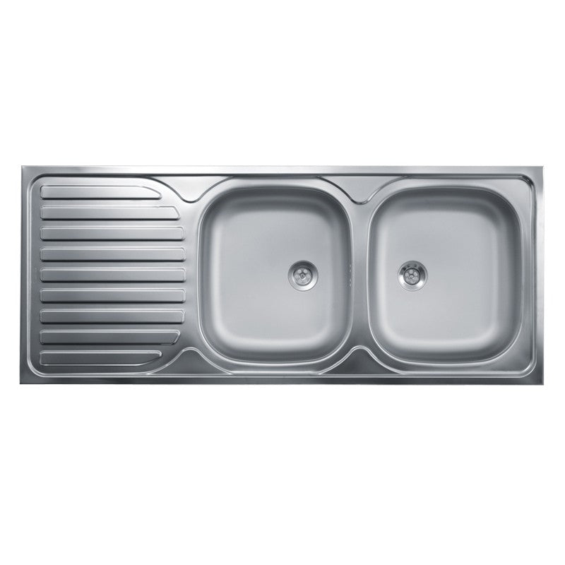 Lavello Cucina 2 Vasche con Gocciolatoio SX Acciaio 50x120 cm