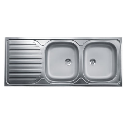 Lavello Cucina 2 Vasche con Gocciolatoio SX Acciaio 50x120 cm