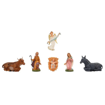 Set Natività H30 cm 6 pezzi con angelo, bue e asinello