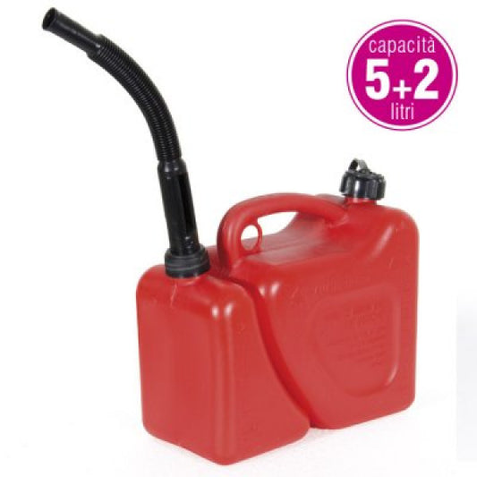 Tanica doppia in plastica rossa con capacità 5+2L