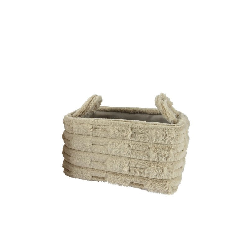 Cesto rettangolare medio con manici marrone chiaro 35x25x20 cm