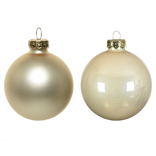 Box 16 palline di Natale in vetro perla lucide e opache Ø8 cm