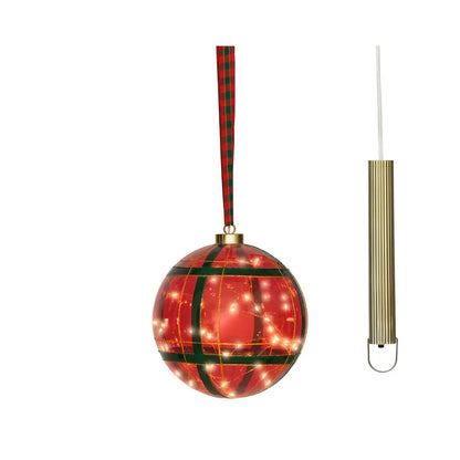 Sfera natalizia rossa con micro LED bianco caldo Ø19 cm