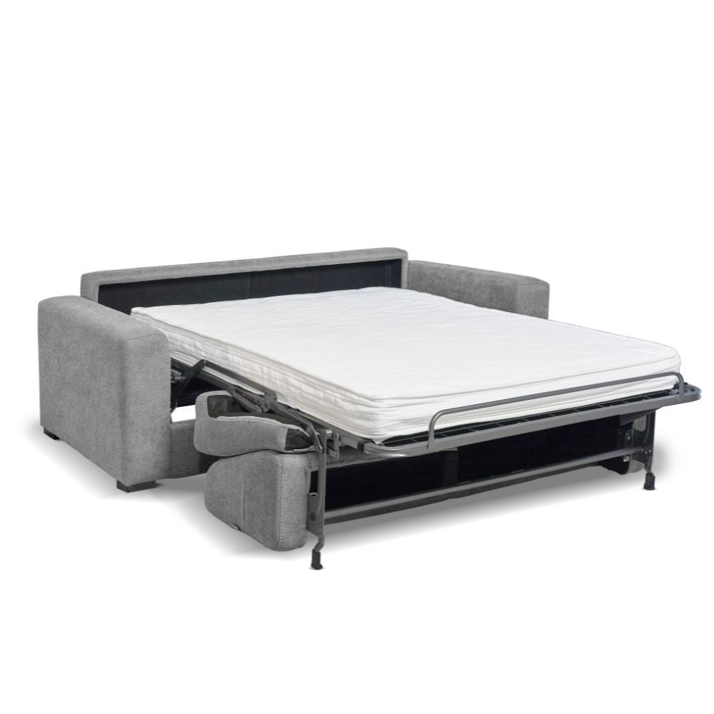 Divano letto Kriog 3 posti con bracciolo squadrato colore cenere scuro H90xL197xP96