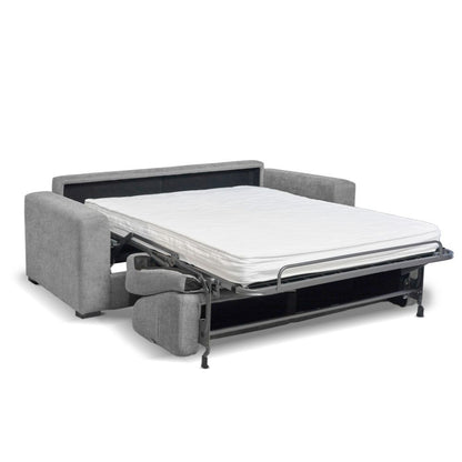 Divano letto Kriog 3 posti con bracciolo squadrato colore cenere scuro H90xL197xP96