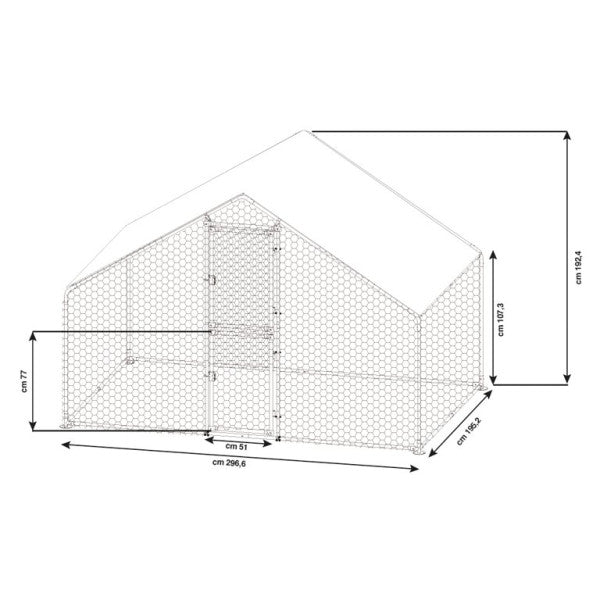 Gabbia per polli in acciaio zincato 2 x 3 x H 2 m