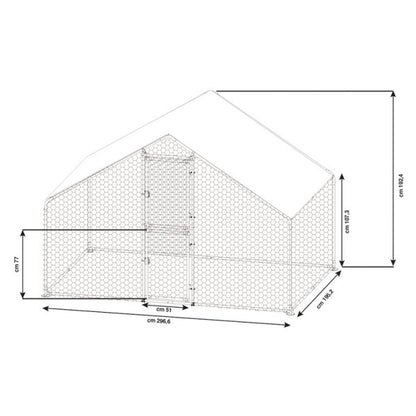 Gabbia per polli in acciaio zincato 2 x 3 x H 2 m