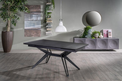 Tavolo Allungabile Grigio Vintage-Nero Opaco H, 90x160-240x76 cm