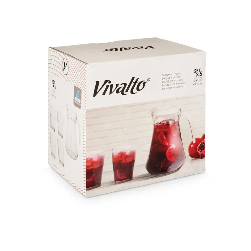 Set 5 pezzi con brocca 1,3L e 4 bicchieri da 270ml