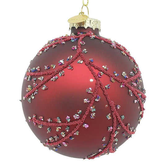 Sfera decorativa Branches in vetro rosso Ø10 cm