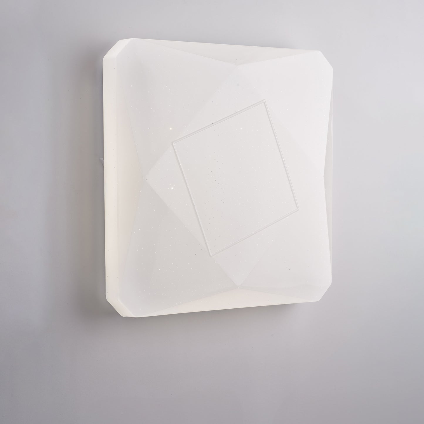 Plafoniera quadrata diametro 50 cm in acrilico bianco con led integratoo CCT + telecomando H.8 - Ø 52