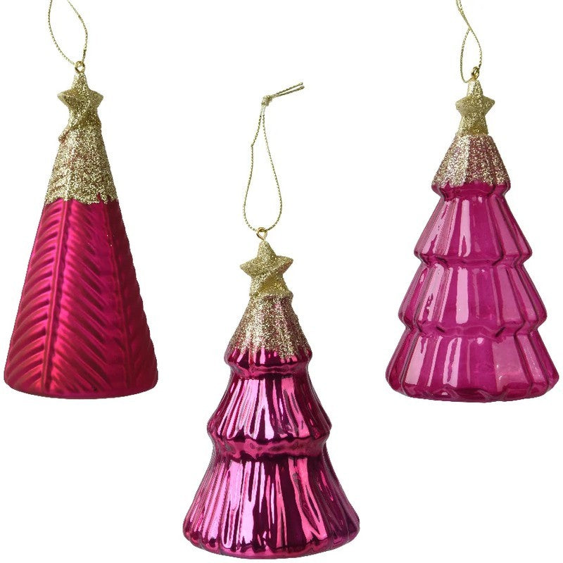 Pendente albero di Natale in vetro con stella H12.6 cm colori assortiti