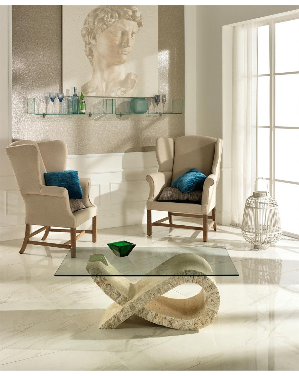 Tavolino in Vetro Temperato Filo Lucido 120 x 70 - Trasparente