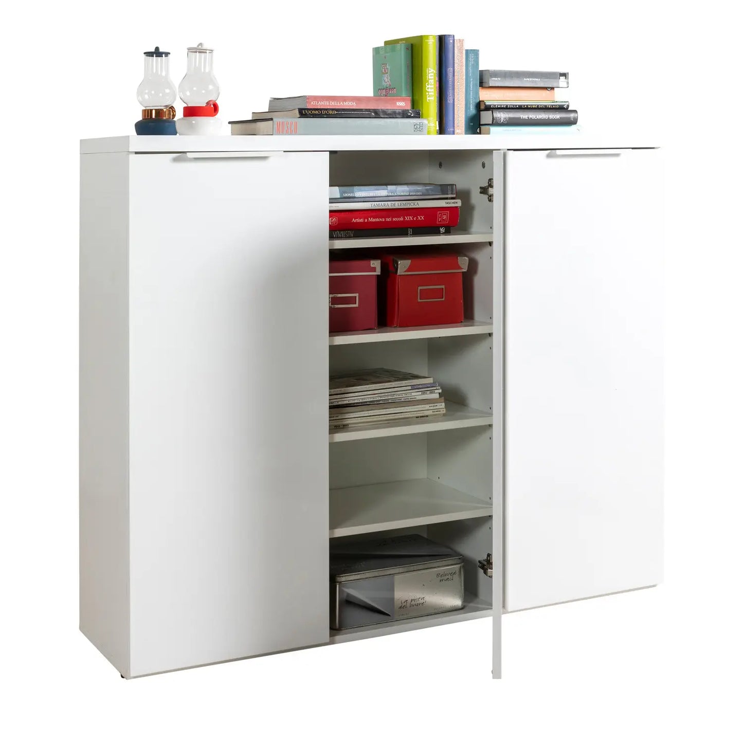 Mobile contenitore Mundi 3 ante bianco laccato cm 120x35x102,30h composad