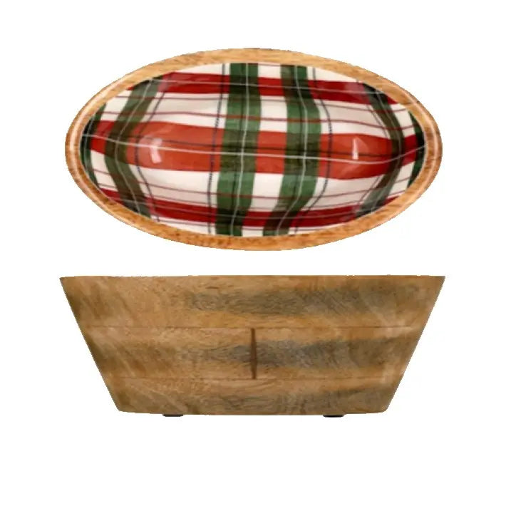 Centrotavola ovale in legno a tema natalizio 27 x 16 cm - 1 pezzo assortito