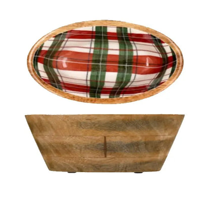 Centrotavola ovale in legno a tema natalizio 27 x 16 cm - 1 pezzo assortito