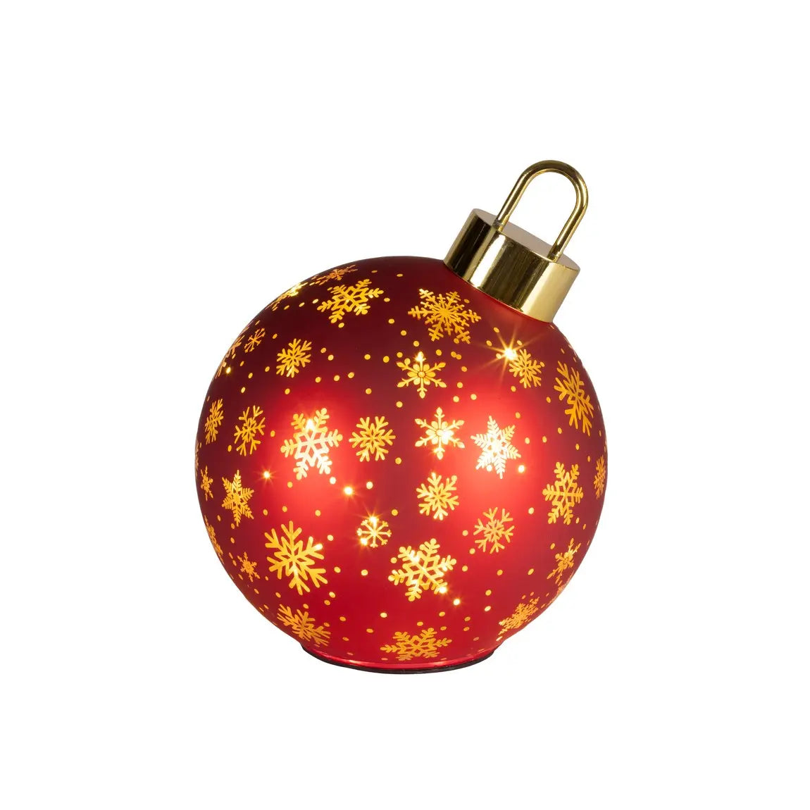 Sfera natalizia girevole in vetro rossa con LED Ø18 × H23 cm