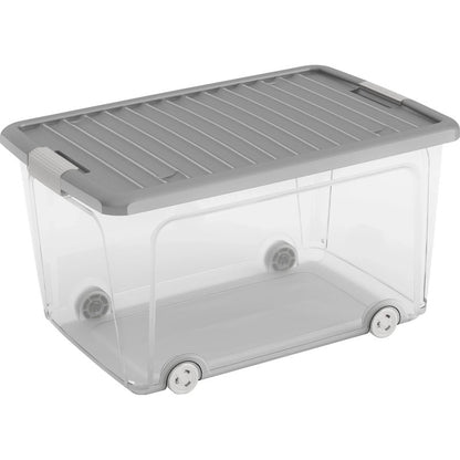 Contenitore Kis W Box alto con ruote grigio cm 31,5x39x56,5 h