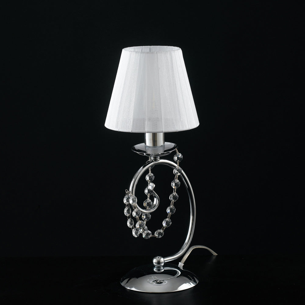 Lumetto in ferro  cromato 1 luce con paralume H.27 - Ø13