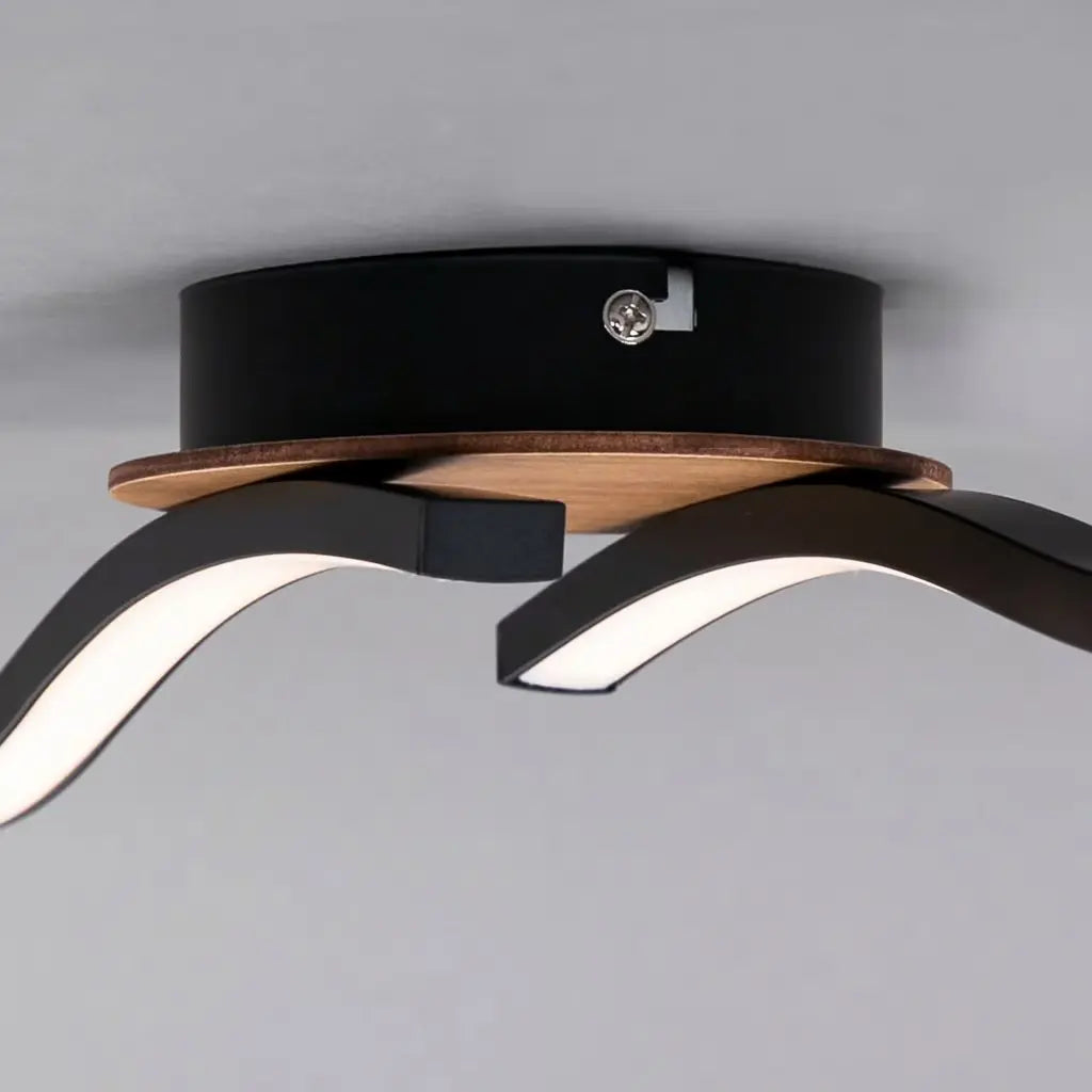 Plafoniera led 55 cm 12w 960lm nero legno