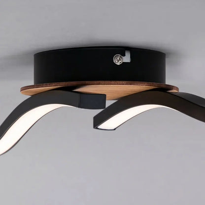 Plafoniera led 55 cm 12w 960lm nero legno