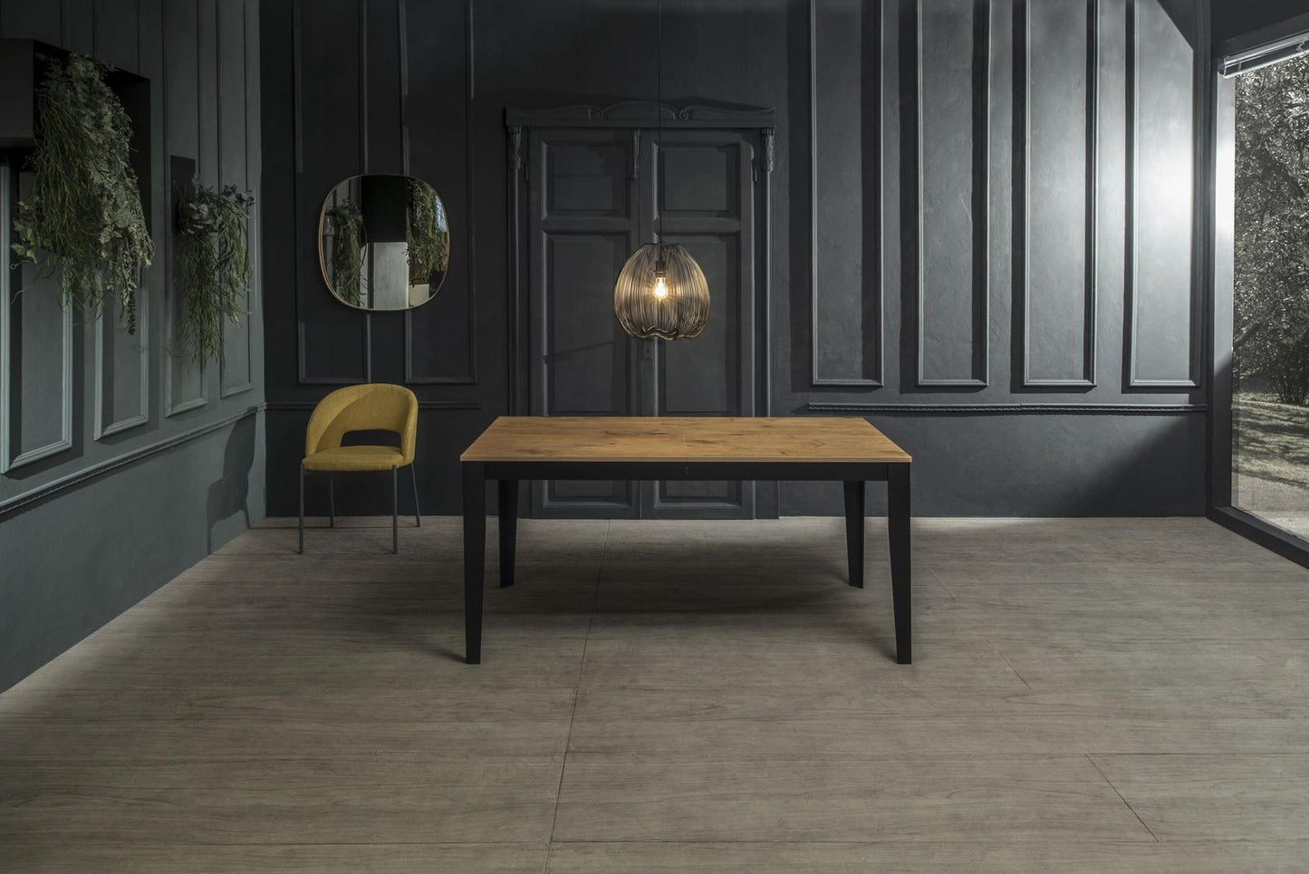 Tavolo allungabile rovere-nero 80 cm x 130- 290 cm H. 76 cm